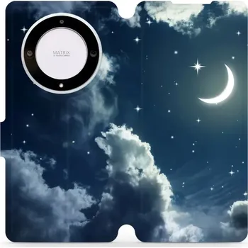 Pouzdro na mobilní telefon Flipové pouzdro Mobiwear - Honor Magic5 Lite 5G - V145P Noční obloha s měsícem (Knížkové flip pouzdro, obal, kryt na mobil Honor Magic5 Lite 5G - V145P Noční obloha s měsícem, materiál Umělá kůže + TPU - ochrana 360°, stojánek, silikonová vanička,)