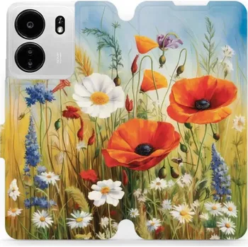 Pouzdro na mobilní telefon Flipové pouzdro Mobiwear - Xiaomi Poco C65 - VP43S Letní louka (Knížkové flip pouzdro, obal, kryt na mobil Xiaomi Poco C65 - VP43S Letní louka, materiál Umělá kůže + TPU - ochrana 360°, stojánek, silikonová vanička, magnetické zavírání)