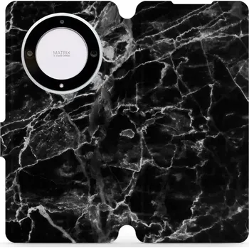 Pouzdro na mobilní telefon Flipové pouzdro Mobiwear - Honor Magic5 Lite 5G - V056P Černý mramor (Knížkové flip pouzdro, obal, kryt na mobil Honor Magic5 Lite 5G - V056P Černý mramor, materiál Umělá kůže + TPU - ochrana 360°, stojánek, silikonová vanička, magnetické zavírání)