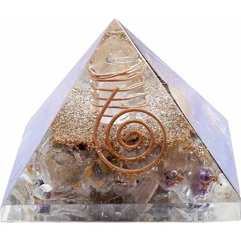 Orgonit pyramida s vícebarevným fluoritem extra cca 4 x 4 cm
