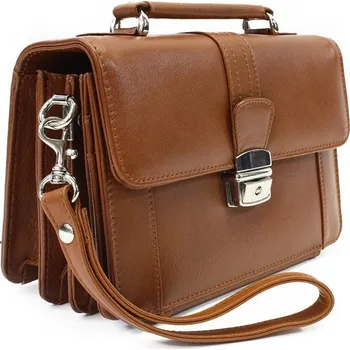 Pánská aktovka Světle hnědá kožená etue se sklápěcím registrem a držadlem Cooper