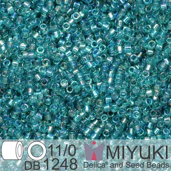 Korálek Korálky Miyuki Delica 11/0. Barva Tr Caribbean Teal AB DB1248. Balení 5g