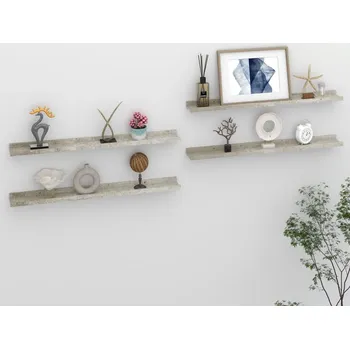 police ZBXL Nástěnné police 4 ks betonově šedé 80 x 9 x 3 cm