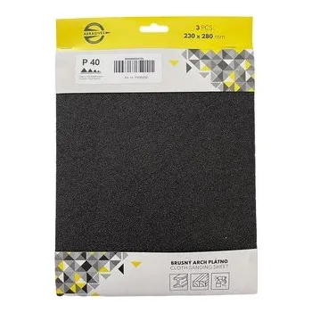 Brusný papír plátno brusné na kov,dřevo zr. 40, 230x280mm (3ks)