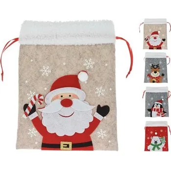 Vánoční dekorace sáček MIKULÁŠSKÝ, VÁNOČNÍ 26cm filc mix dekorů