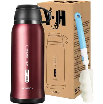 Termoska Termoska 650 ml červená - Y·J&H (Vakuově izolovaná láhev na pití z ušlechtilé oceli 650 ml červená - Y·J&H)