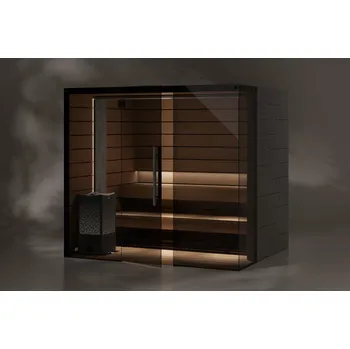 Finská sauna Reflection 200x200 termoosika - skleněný pravý roh