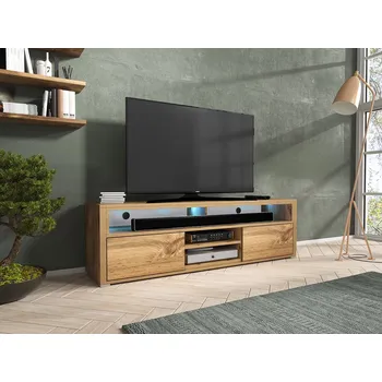 Televizní stolek Televizní stolek s LED osvětlením KILDARE - dub wotan