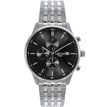 Hodinky LAVVU Pánské hodinky YSTAD Chronograph Black s vodotěsností 100M LWM0251