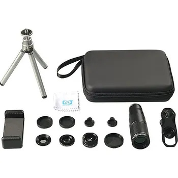 Apexel sada objektivů 4v1 + 22x tele zoom objektiv s tripodem