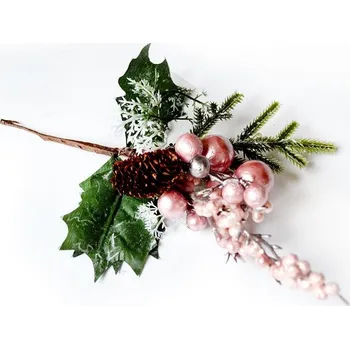 Vánoční dekorace Vánoční větvička, s bobulemi, zápich, 26 cm