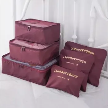 BT Praktické cestovní tašky a organizéry na cesty - 6 ks - vínové