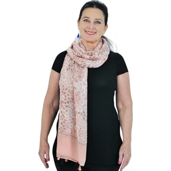 Šátek Dámský šátek 90 x 200 cm květinky - meruňkový