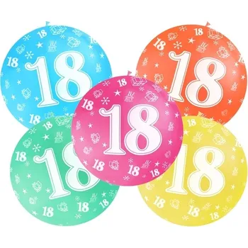 PartyDeco Jumbo balon závěsný číslo 18 pastelový mix barev, 1 m