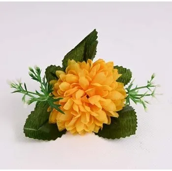 Zahradní dekorace Chryzantéma s doplňkami 10 cm žlutá