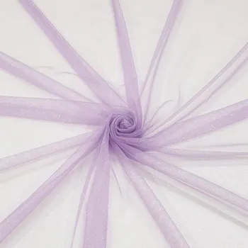 Tyl lila, stříbrný třpyt, š.150