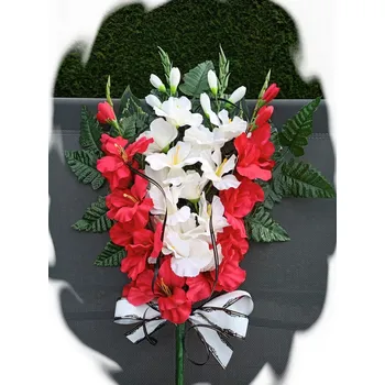 Smuteční dekorace Smuteční kytice - gladioly 76 cm červená/bílá