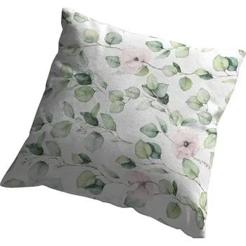 Povlak na dekorativní polštářek Dekorativní povlak na polštář 45x45 zelené lístečky 4272 A detex