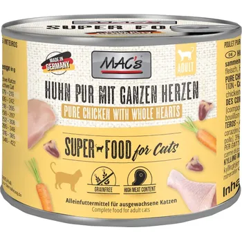 Krmivo pro kočku 6x200g MAC's Cat - Kuřecí s drůbežími srdíčky
