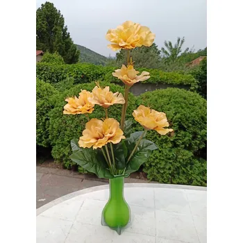 umělá květina Kytice ibišku, 57 cm, okr