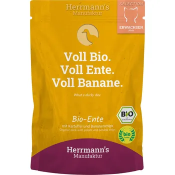 40x100g Herrmann's Bio-Selection - bio kachna s bio bramborami a bio banánovými čipsy