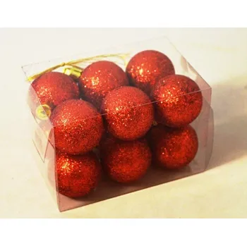 Vánoce Vánoční koule glitr 3 cm červená