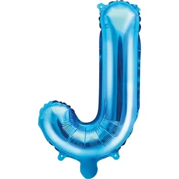 Balónek PartyDeco Fóliové písmeno J modré, 35 cm