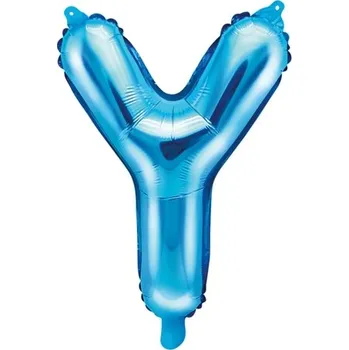 Balónek PartyDeco Fóliové písmeno Y modré, 35 cm
