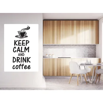 Samolepící dekorace Keep calm and drink coffee samolepka na zeď výška 20 cm