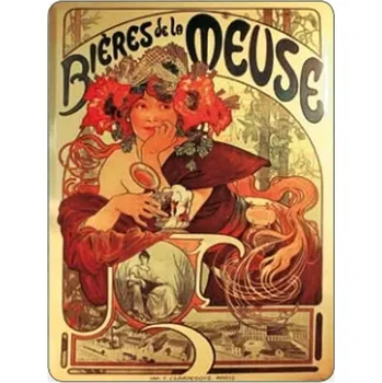 Plechová cedule Presco Group Cedule Alfons Mucha Bieres 30 x 40 cm 