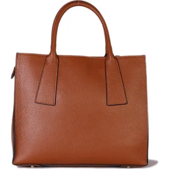 Kabelka ITALSKÉ Dámské camel kožené kabelky velké na rameno Nalime