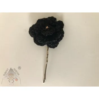 Dubový skřítek Sponka s růžičkou černá