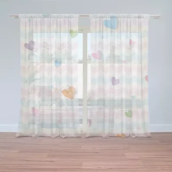 Záclona Záclony Barevná srdíčka: 2 ks - 150x250 cm - Sablio