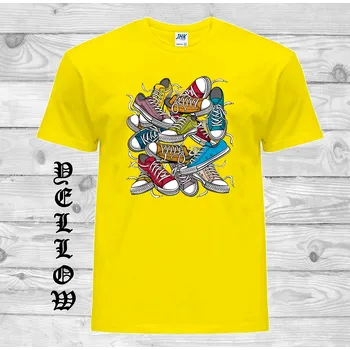 Dívčí tričko detske-levne-bavlnene-vtipne-tricko-potisk-tenisky Barva: Yellow - žlutá, velikost: 164