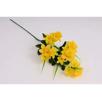 umělá květina Kytice narcisů s trávou 67 cm žlutá