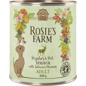 Krmivo pro psa 24x800g Rosie's Farm Adult - zvěřina & bažant s lososem