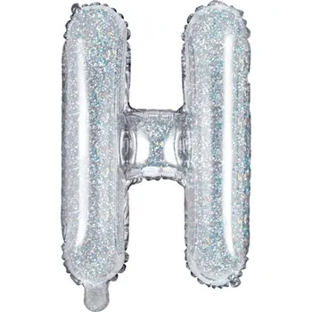 Balónek PartyDeco Fóliové písmeno H holografické stříbrné, 35 cm