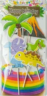 Alvarak Zapichovací dekorace Happy Birthday 7 ks dinosauři