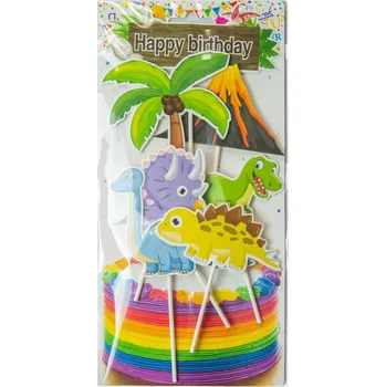 Party dekorace Alvarak Zapichovací dekorace Happy Birthday 7 ks dinosauři