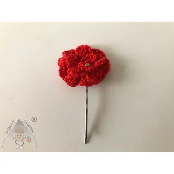 Dubový skřítek Sponka s růžičkou červená