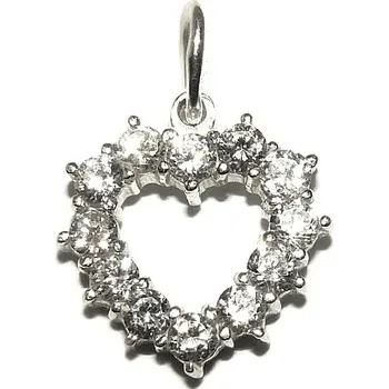 Přívěsek Stříbrný přívěsek srdce čiré zirkony - P1007 (Stříbrné srdce se zirkony)