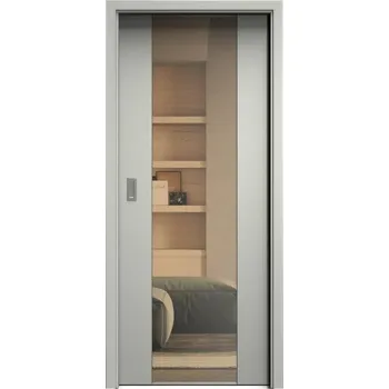 Interiérové dveře SAPELI HARMONIE KOMFORT M40 - CPL LAMINÁT - POSUVNÉ DVEŘE VČ. ZÁRUBNĚ - šedá Průchozí šířka (cm): 70, Průchozí výška (cm): 210, Typ skla: Planibel bronz