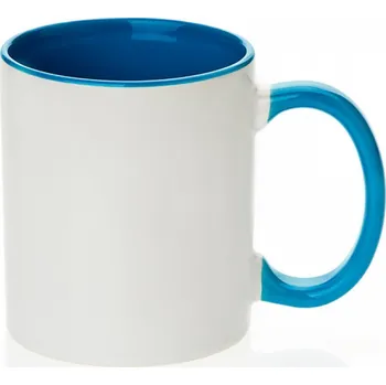 AveTech Bílý keramický hrnek s nebesky modrým uchem a vnitřkem