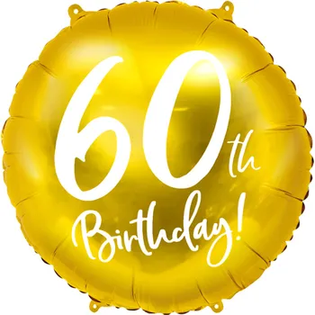 Balónek PartyDeco Balonek fóliový číslo 60 zlatý, 45 cm