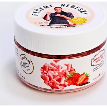 Jedlá dekorace na dort Dortisimo – Čokoládové hobliny jahodové (80 g) Besky edice