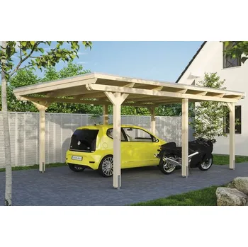 Přístřešek na auto Přístřešek na auto SKAN HOLZ Emsland 404 x 604 cm přírodní vč. alu plechu
