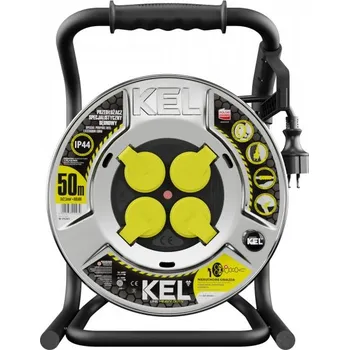 Prodlužovací kabel PLASTROL Přívod prodlužovací 50m zásuvky 4x250V/16A s bubnem IP44 černá (H07RR-F 3x2,5) 208264