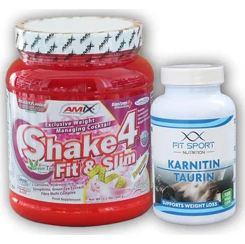 Nápoj pro sportovce FitSport Nutrition Karnitin Taurin 120cp + Shake4 500g - vanilla