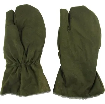 Rukavice Palcové rukavice vz.85 olivové (Vojenské rukavice, army oblečení a doplňky. Rukavice jsou "Tříprsté" v jednobarevném olivovém provedení, jsou zateplené umělou kožešinou v šedé barvě.)