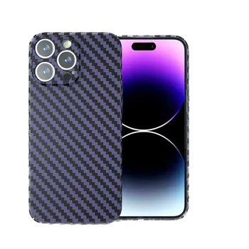 Pouzdro na mobilní telefon Tenký karbonový kryt s ochranou fotoaparátu pro iPhone 13 Pro Max Barva: Fialová